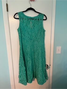 Chetta B Teal Lace Midi Dress
